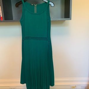 Cesare Green Dress with Pleats and Belt